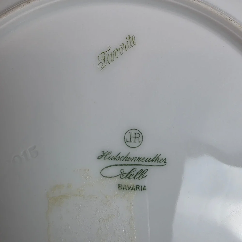 Antique Hutschenreuther Hand‎ Painted Porcelain Violet Cake Plate Gold Handles